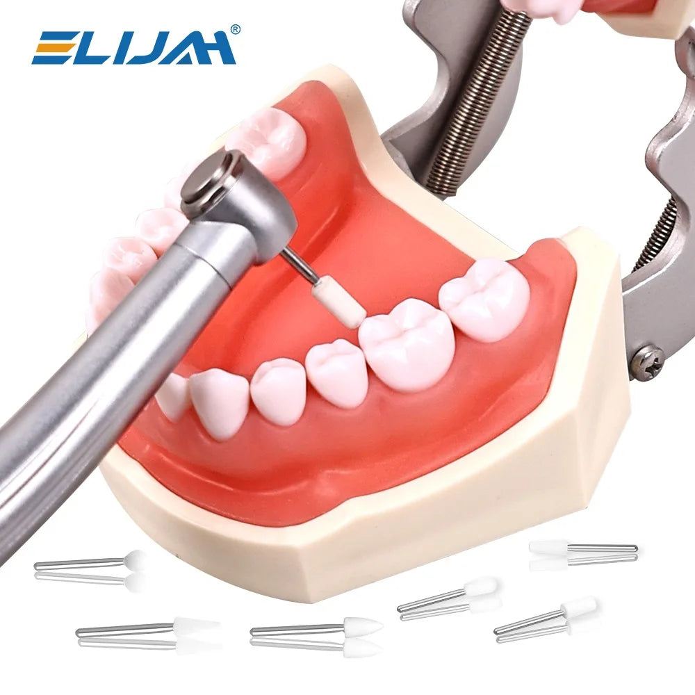 ELIJAH 12Pcs Dental Flame Cone Round White Stone Polisher