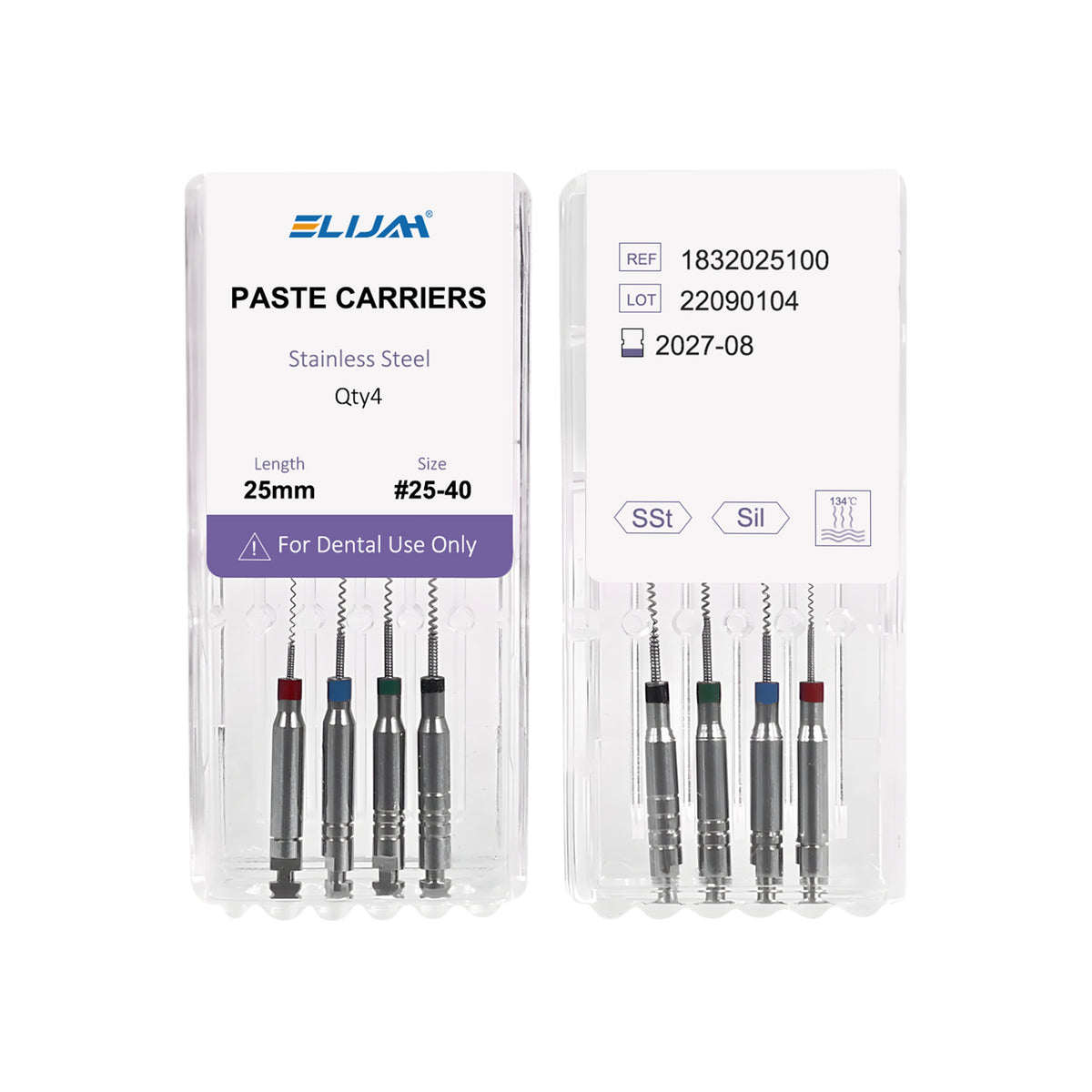 Dental Rotary Paste Carriers package front view 4pcs 25mm #25-40