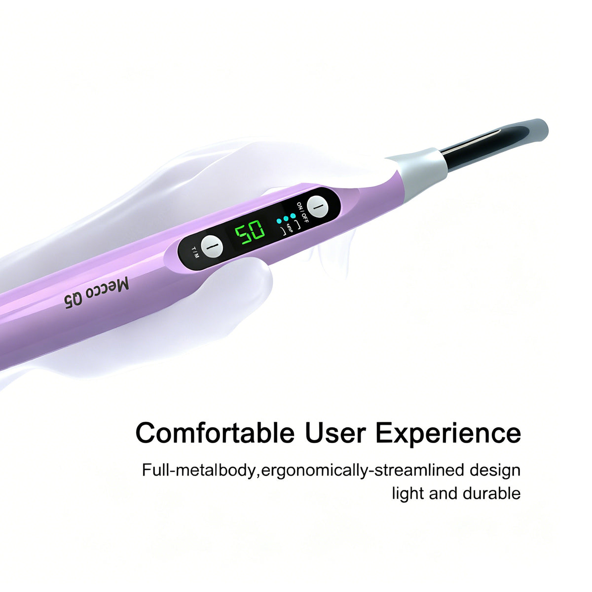 Technical parameter infographic for Q5 1s curing light with light meter