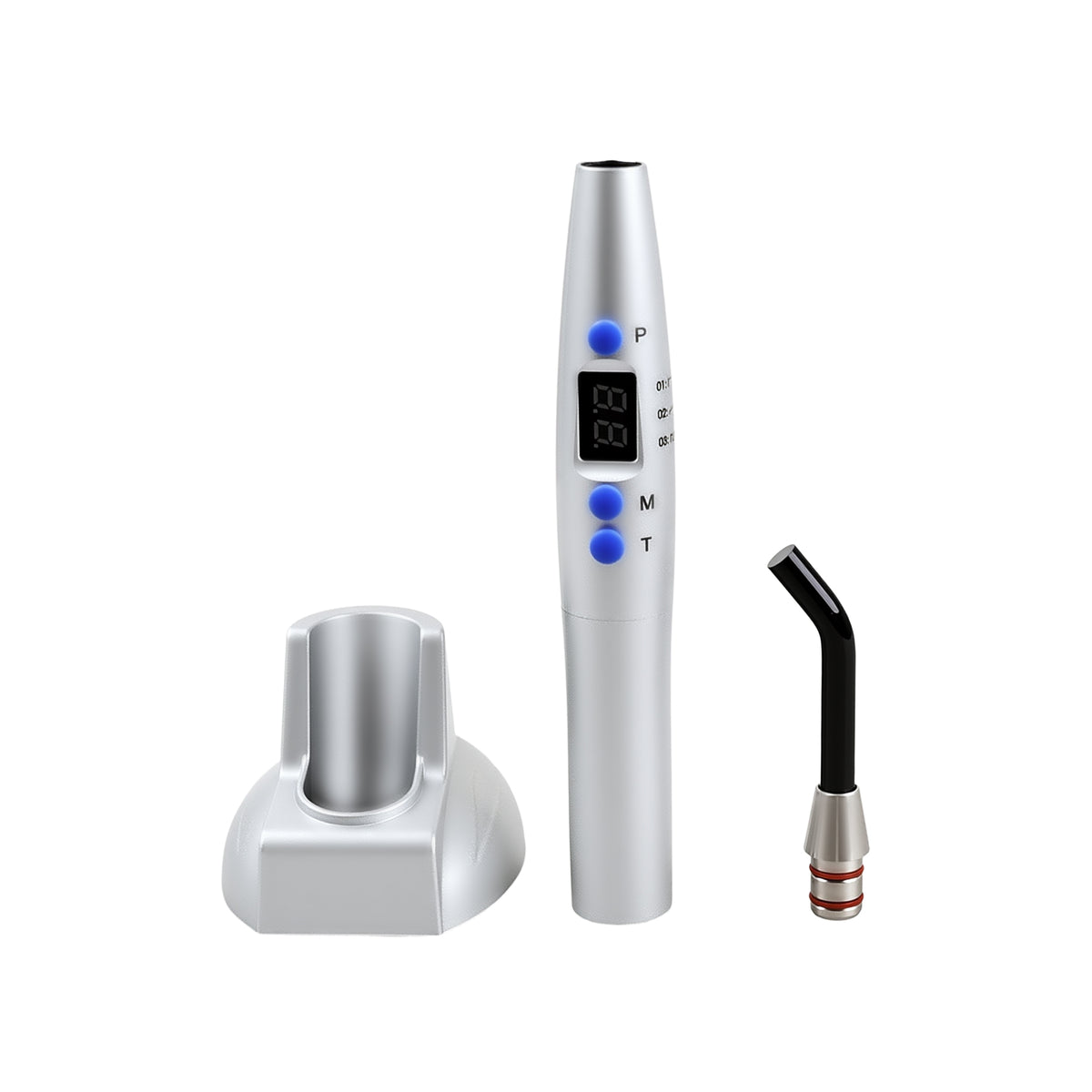 5s dental curing light placed on wireless charging base full kit