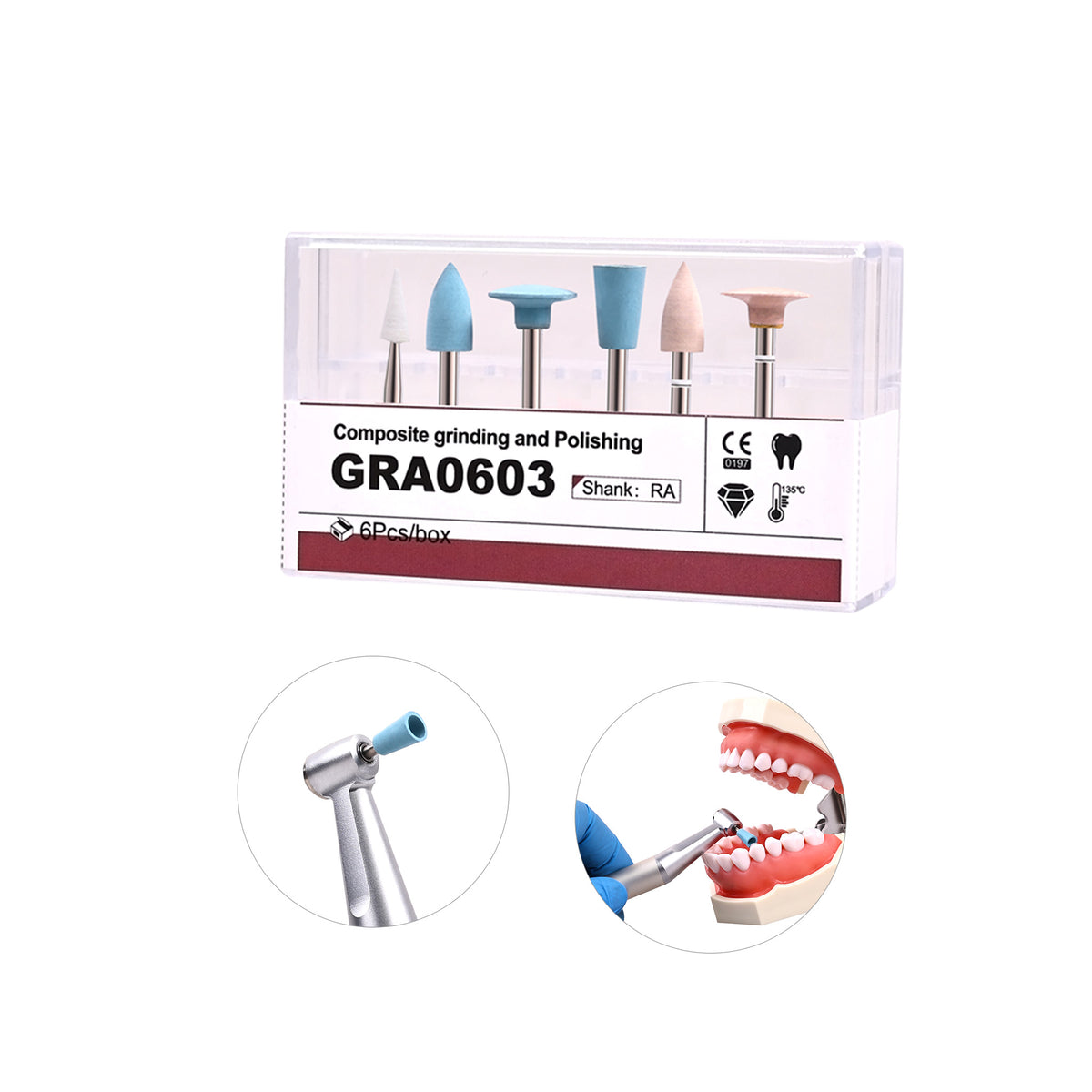 Dentist use GRA0603 kit for composite resin grinding