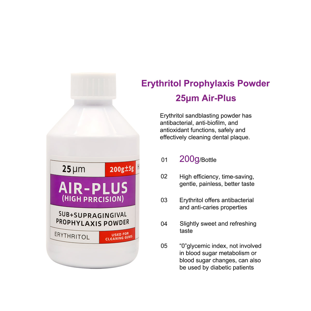 AIR-PLUS erythritol dental prophy powder single bottle