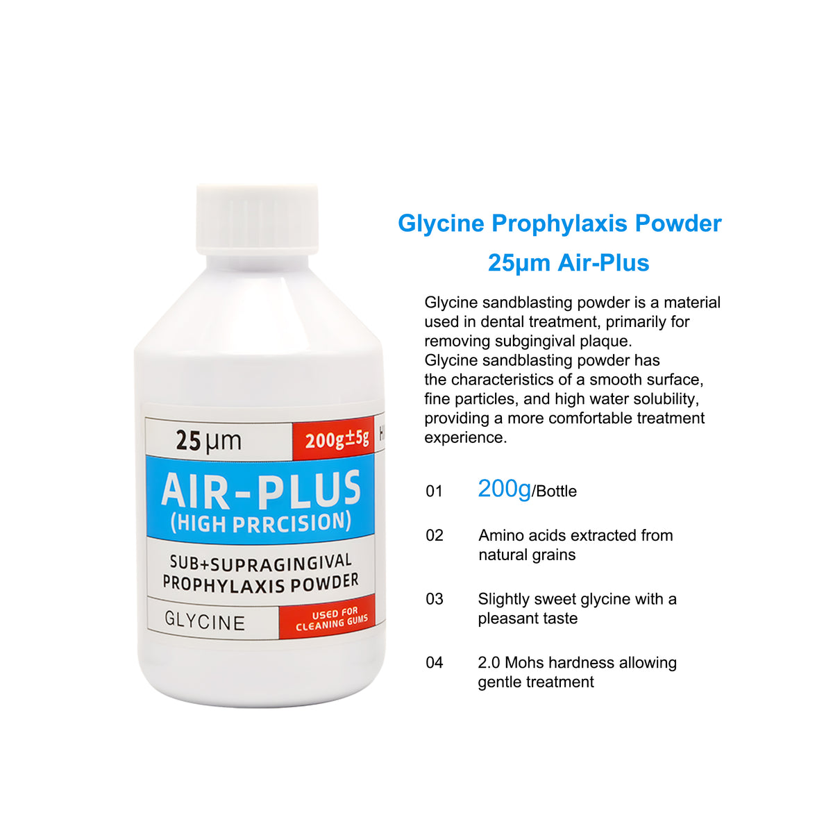 AIR-PLUS glycine dental prophy powder single bottle