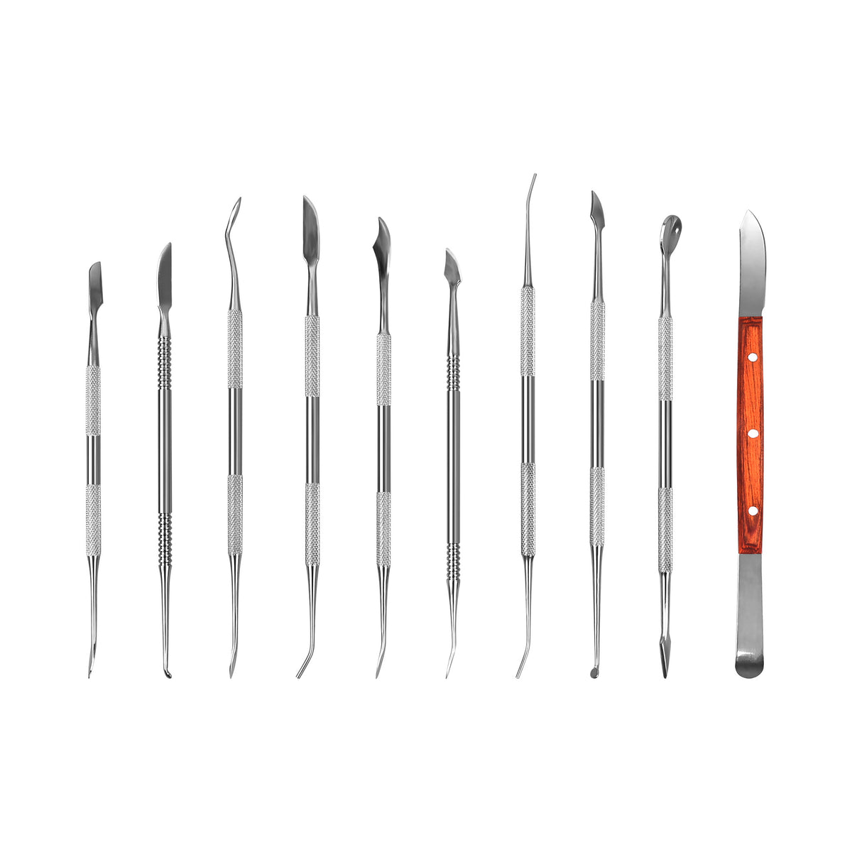 All carving tools laid out separately