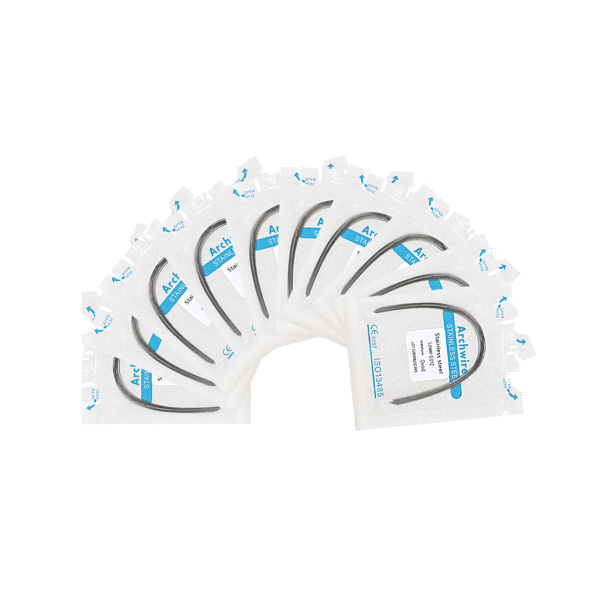 Product label with size, form and lot number close-up
