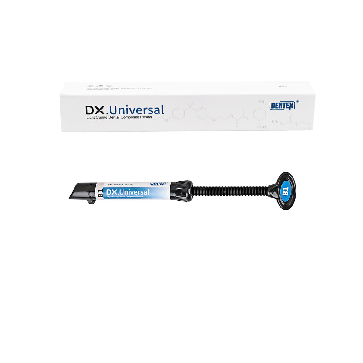 Dentex DX.Universal composite resin B1 shade syringe close-up