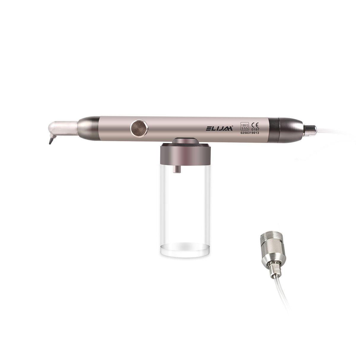 Side profile shot of titanium sandblasting handpiece