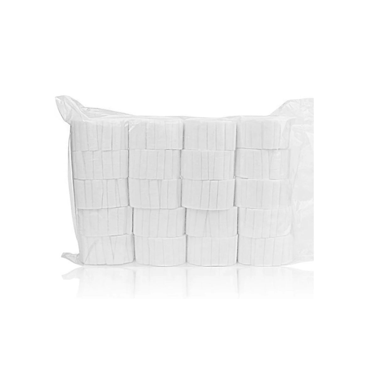 Bulk packed disposable dental cotton rolls, white background