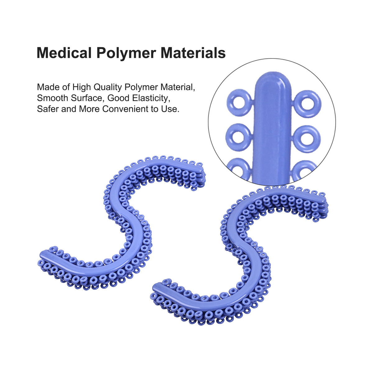 Close-up of S shape orthodontic separators structure