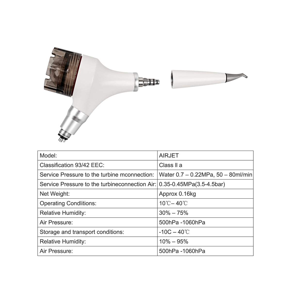 Curved angled nozzle close-up of dental air polisher
