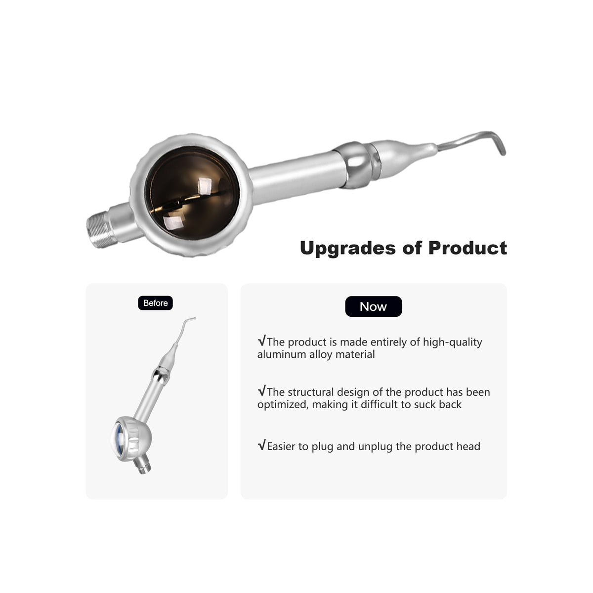 Curved nozzle close-up of dental air polisher