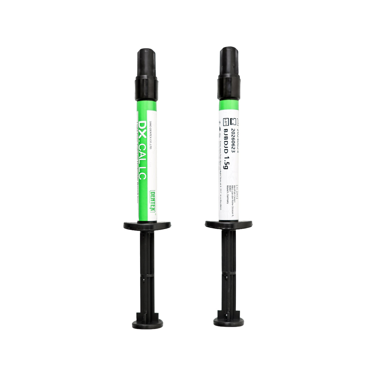 DX.CAL LC light cure calcium hydroxide syringe close up