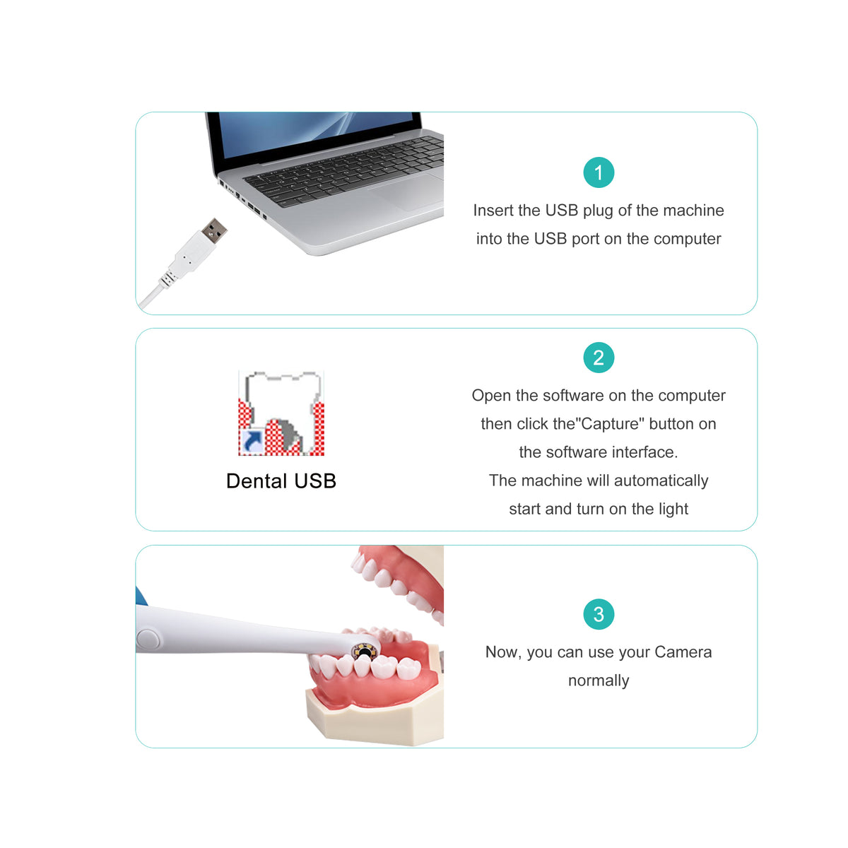 USB wired cable of dental intra oral camera