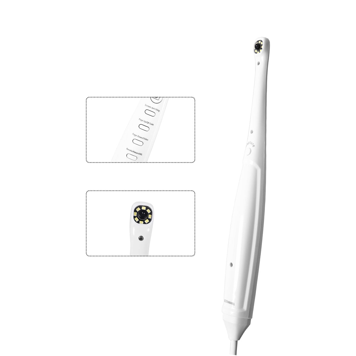 Front lens and LED ring of dental intraoral probe