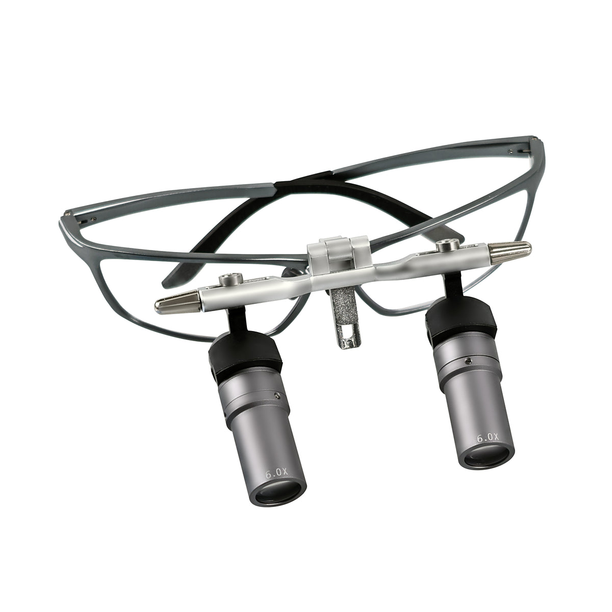 Adjustable metal mounting bracket of prismatic dental loupes