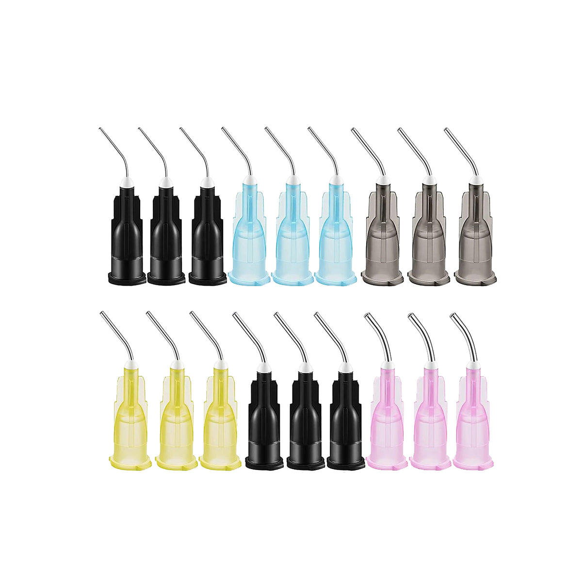 Dental disposable pre-bent needle tips multi-color 100pcs bag