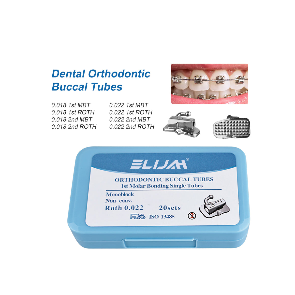 Orthodontist bonding buccal tube on molar in clinic