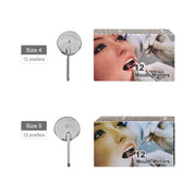 Dentist using mouth mirror during check-up