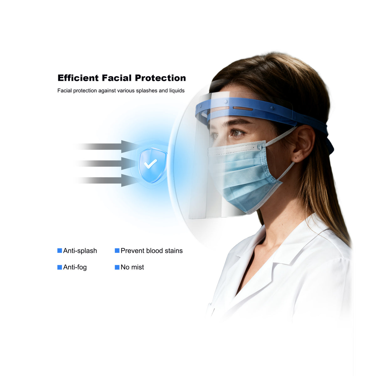 Dentist wearing face shield during scaling