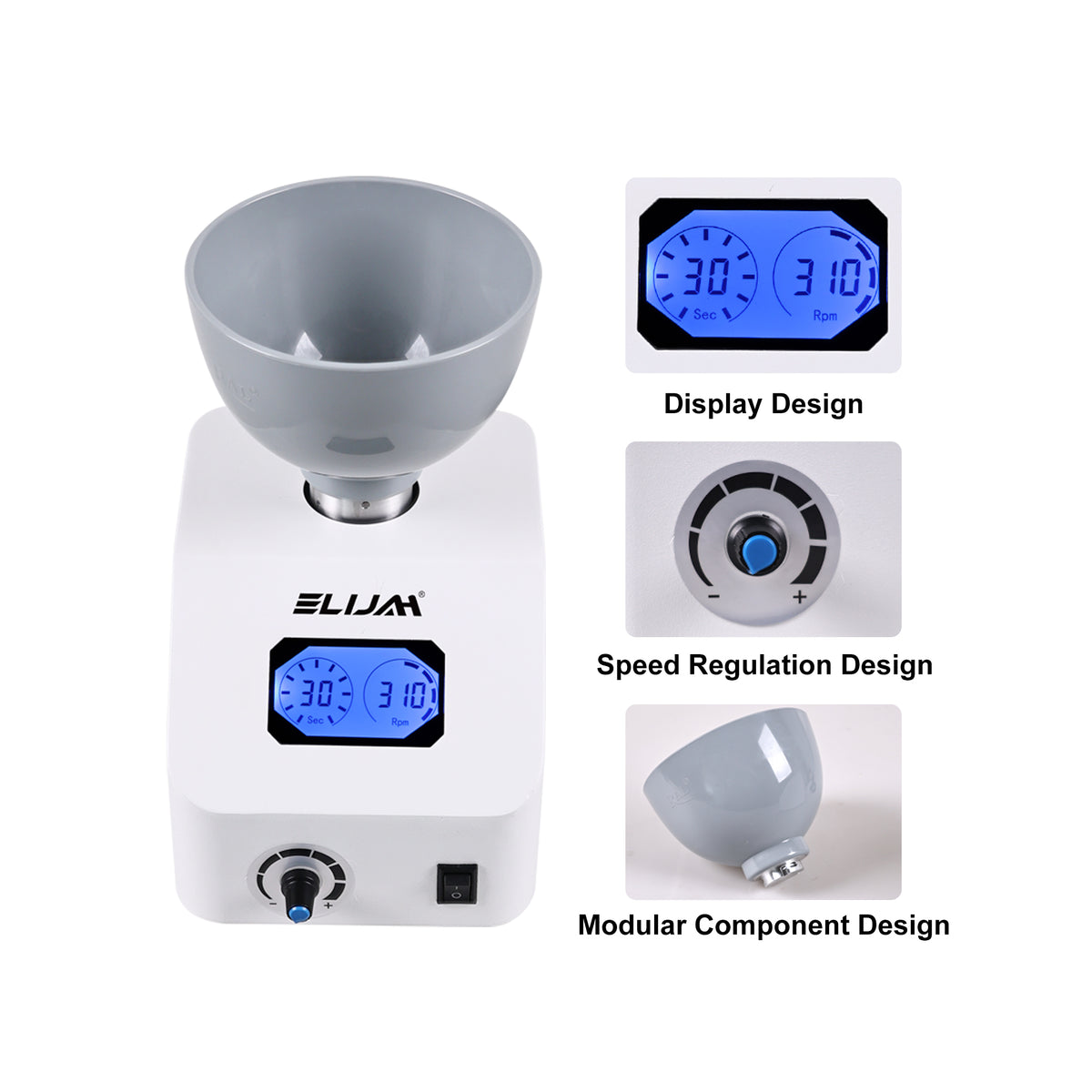 Blue LCD digital display screen of ELIJAH alginate mixer