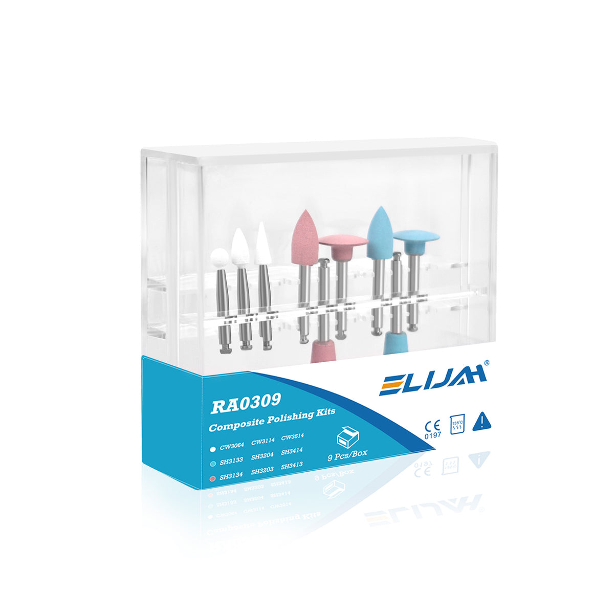 ELIJAH RA0309 composite polishing kit 9pcs box set, white background