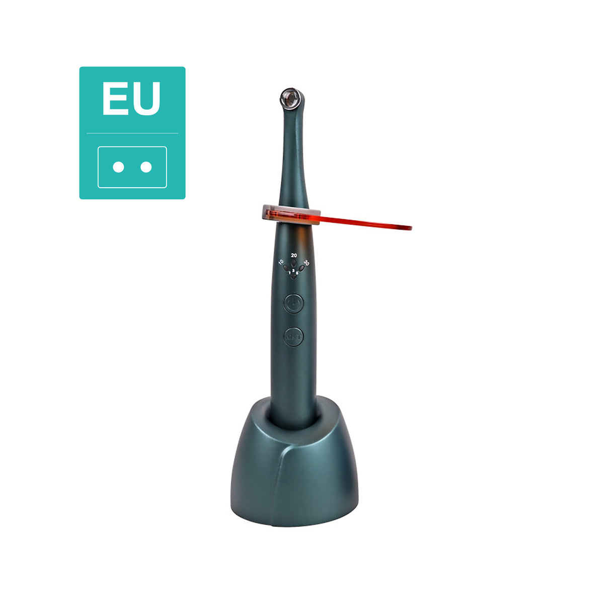 Complete accessories unbox layout of 1s wireless dental curing light kit