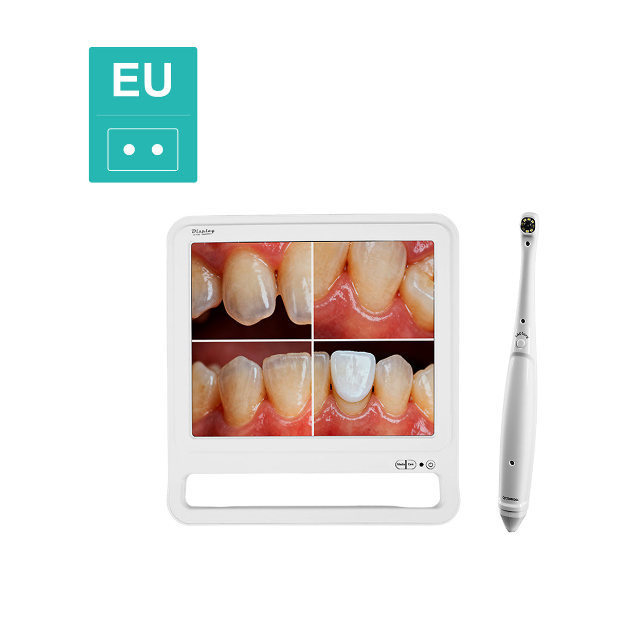 Before and after dental treatment image comparison on quad screen