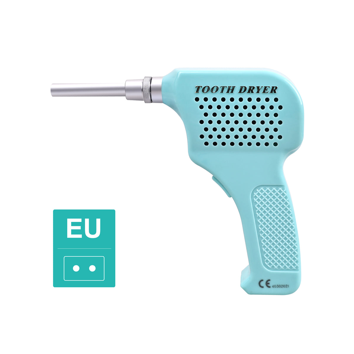45‑degree oblique view of portable dental tooth dryer