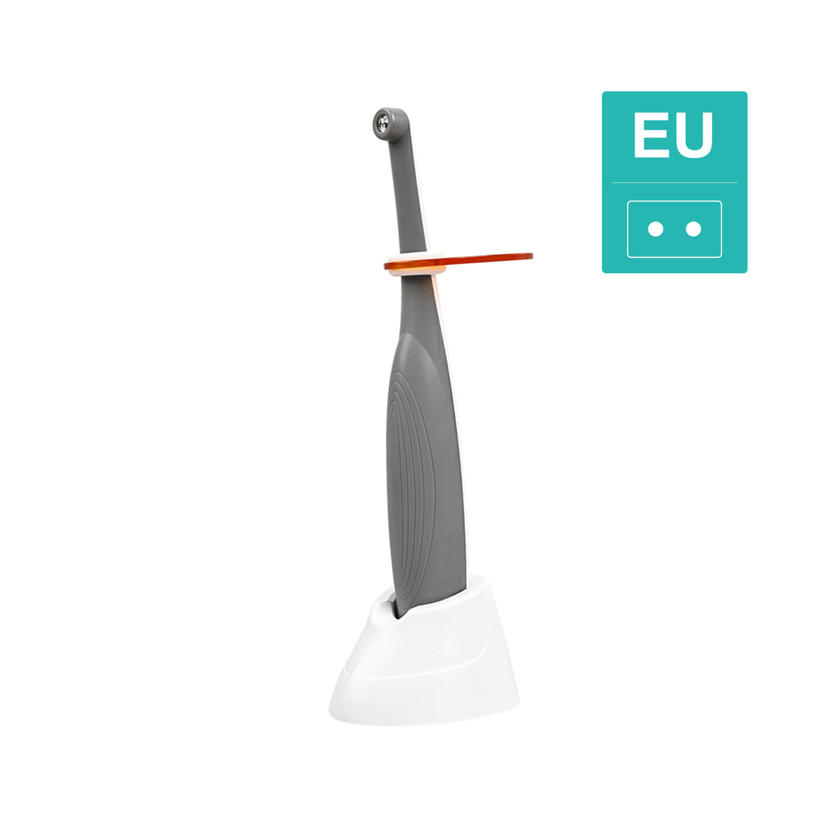 Size dimension reference photo of ergonomic dental curing light
