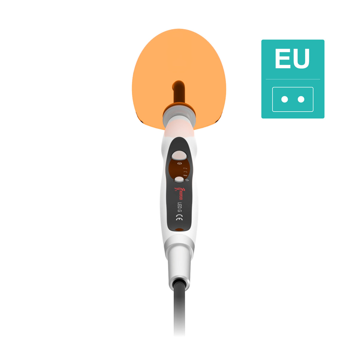 Ergonomic side profile of cordless wireless dental curing light