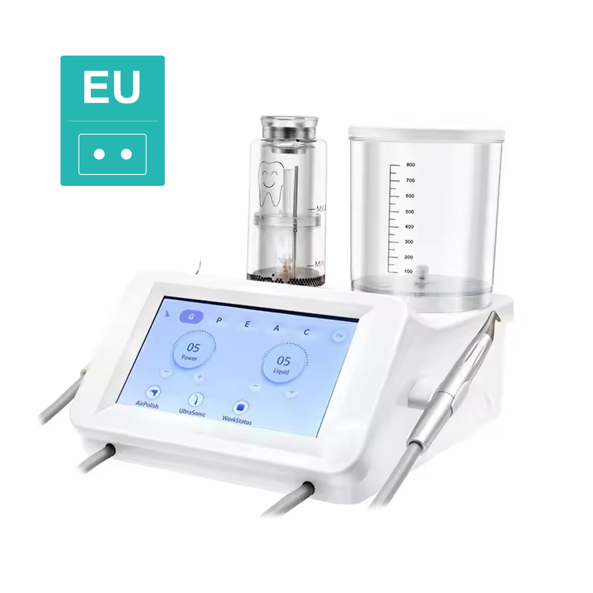 Full unbox accessories kit of smart 2‑in‑1 dental piezo scaler air polisher