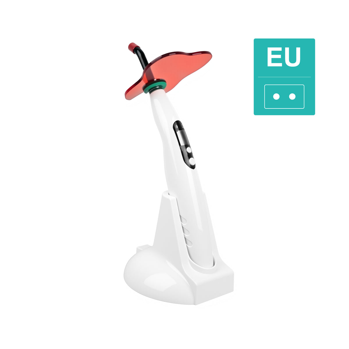 Oblique full‑angle view of wireless dental LED curing light
