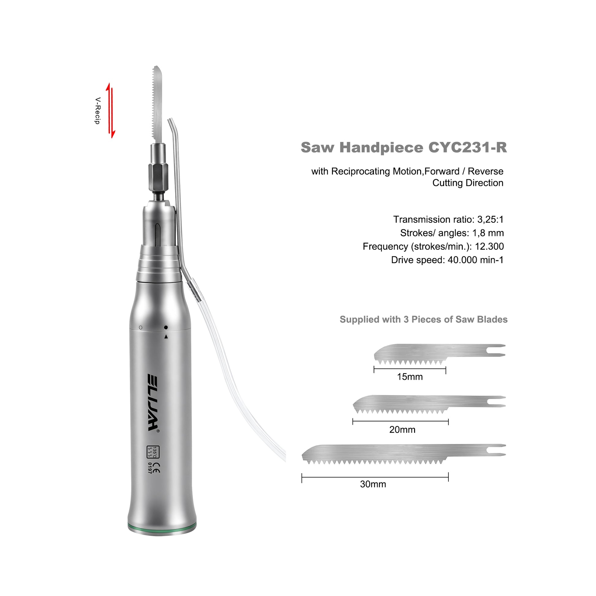 External Water Spray Bone Cutting Reciprocating Saw Handpiece