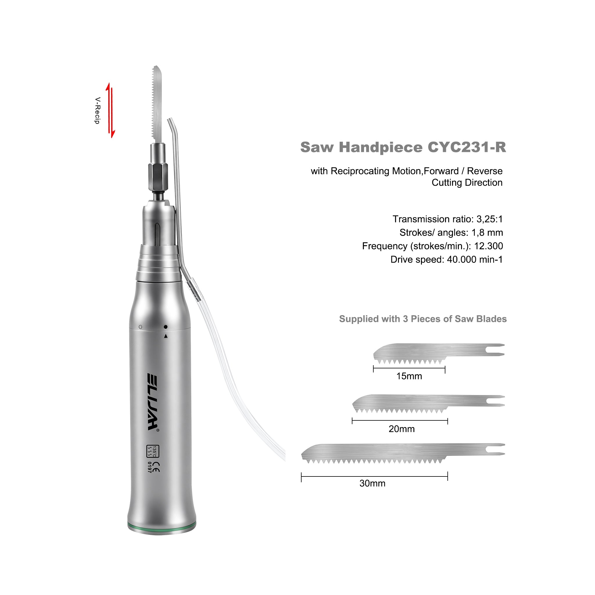 External Water Spray Bone Cutting Reciprocating Saw Handpiece