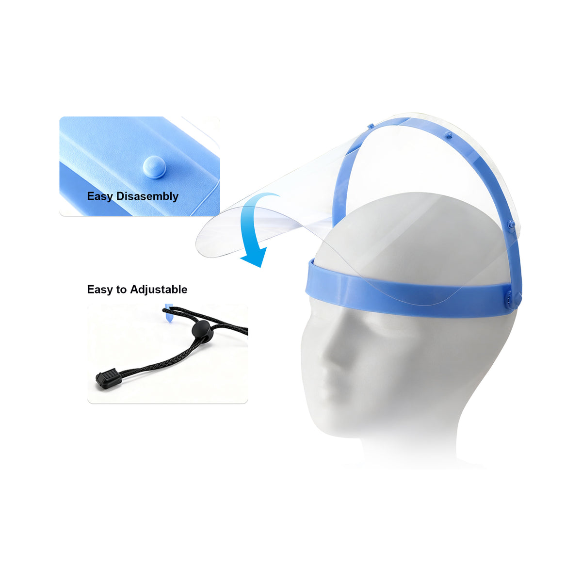 Face shield side profile view