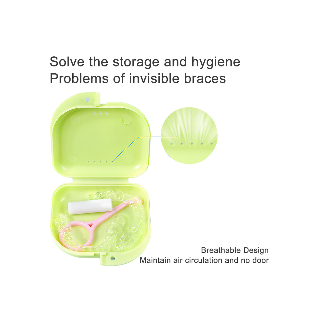 Green dental retainer box closed view
