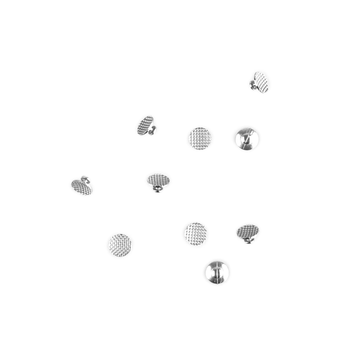 Top view of round mesh lingual button