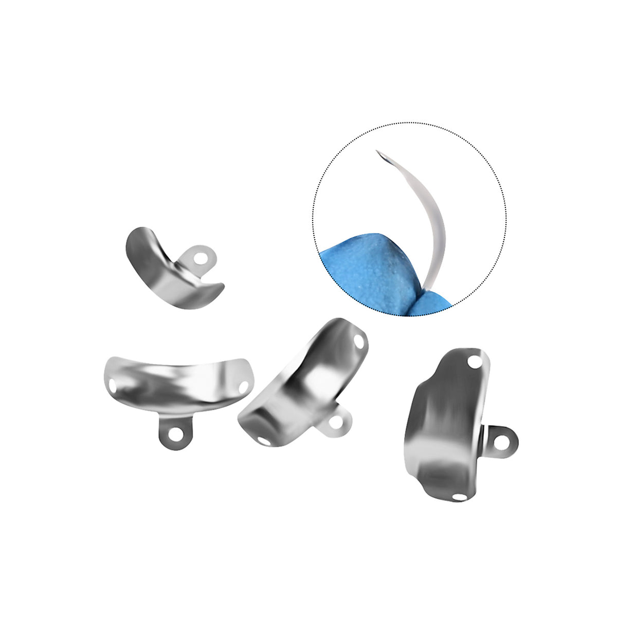 Curved contour detail of stainless steel matrix band