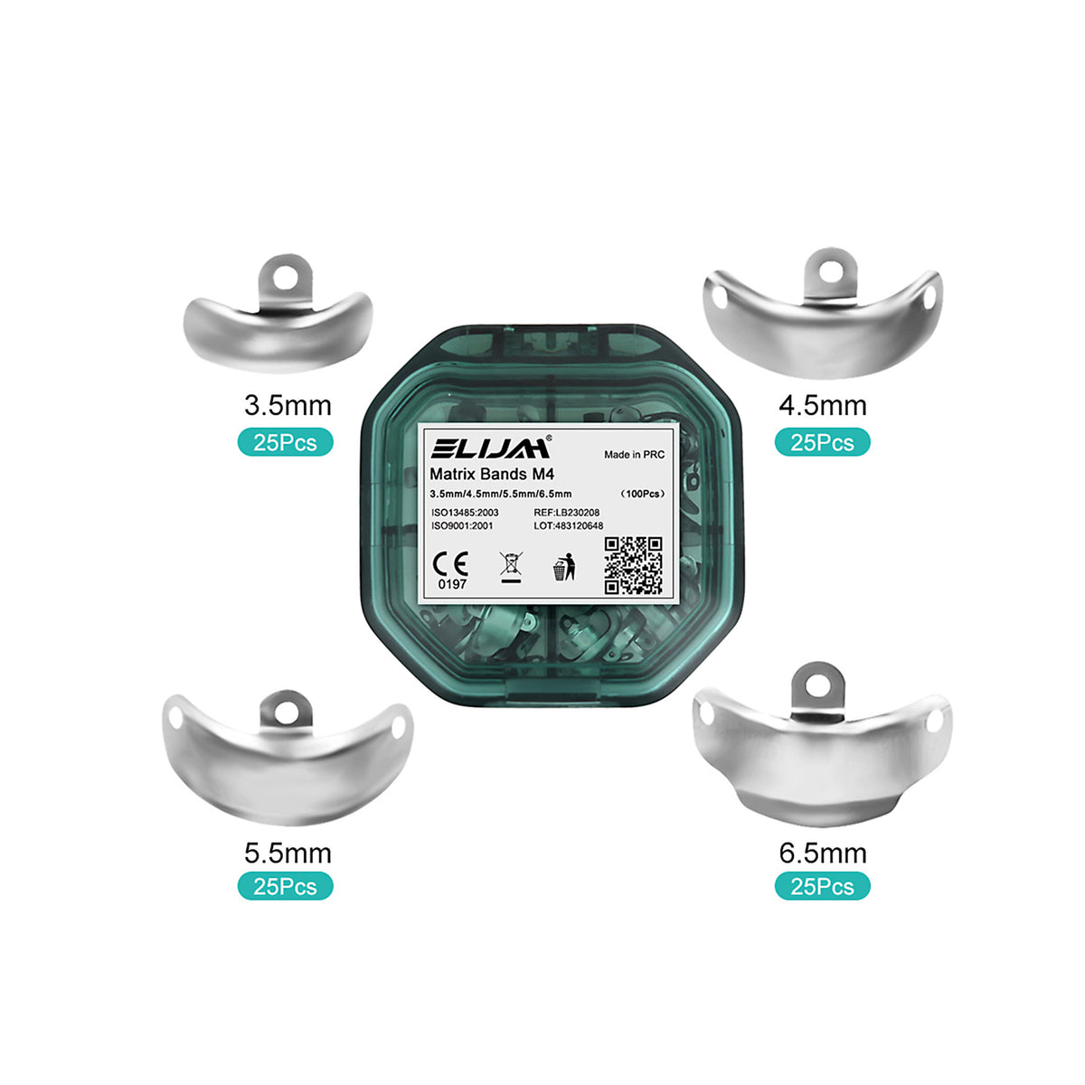 4 sizes M4 matrix bands:3.5/4.5/5.5/6.5mm side by side