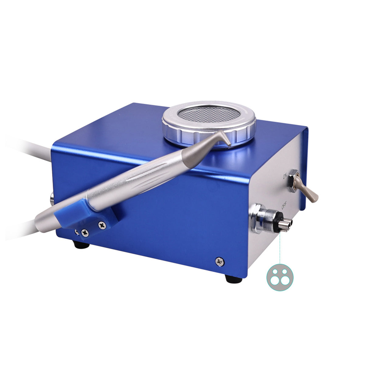 	Built-in handpiece holder with sandblasting pen placed