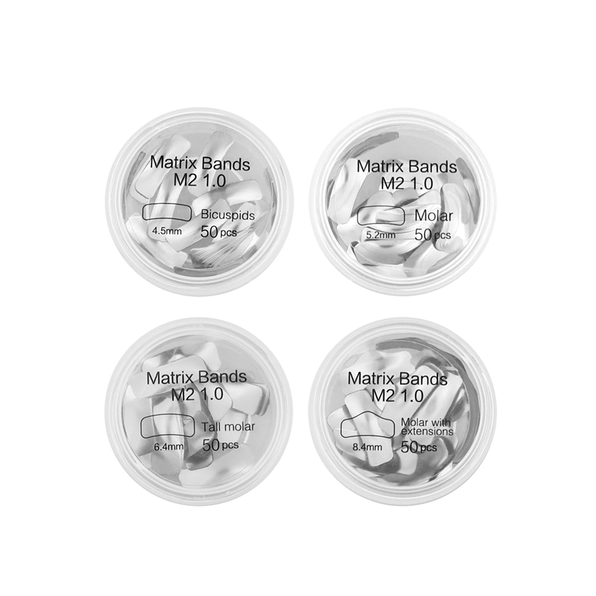 Round box of M2 matrix bands for bicuspids