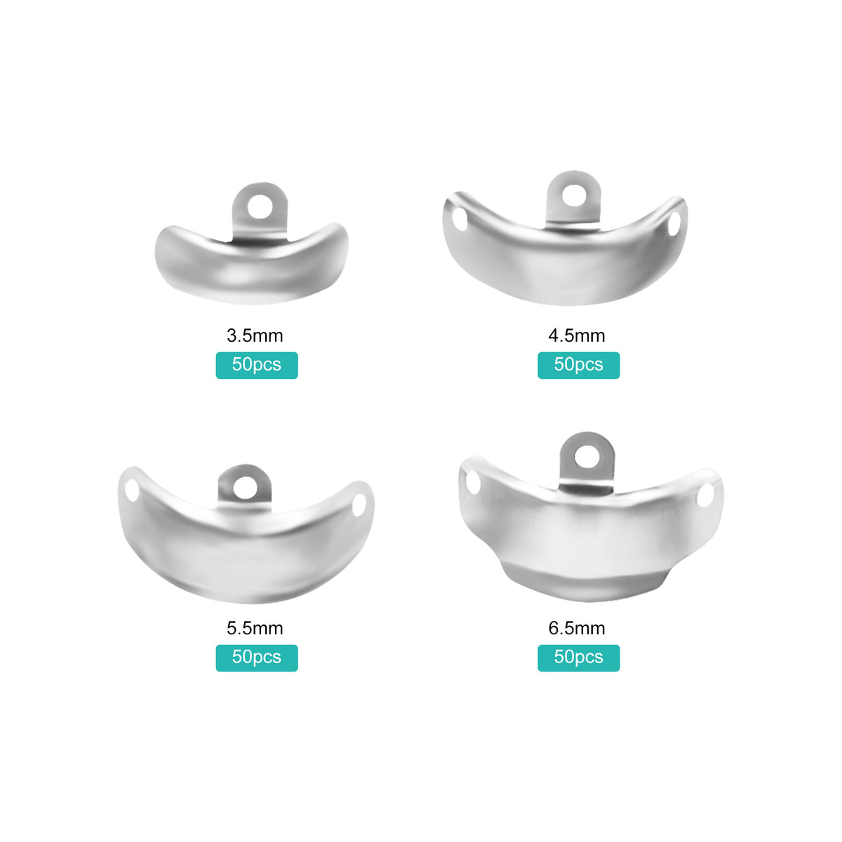Single M4 dental matrix band with tab close-up