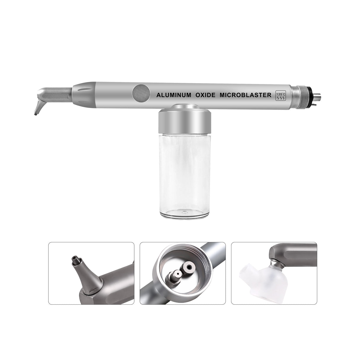 Multi-angle function collage of dental aluminum oxide microblaster