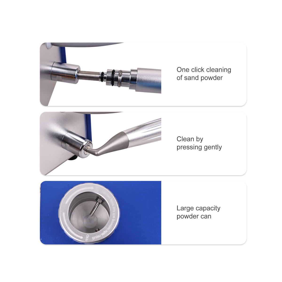 Multi-angle function collage of dental micro sandblaster