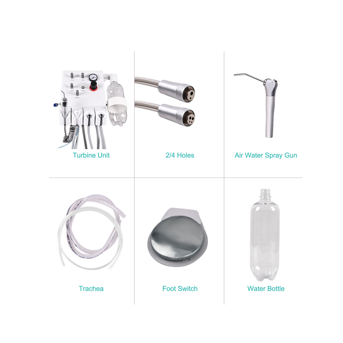 Multi-angle function collage of portable dental air turbine