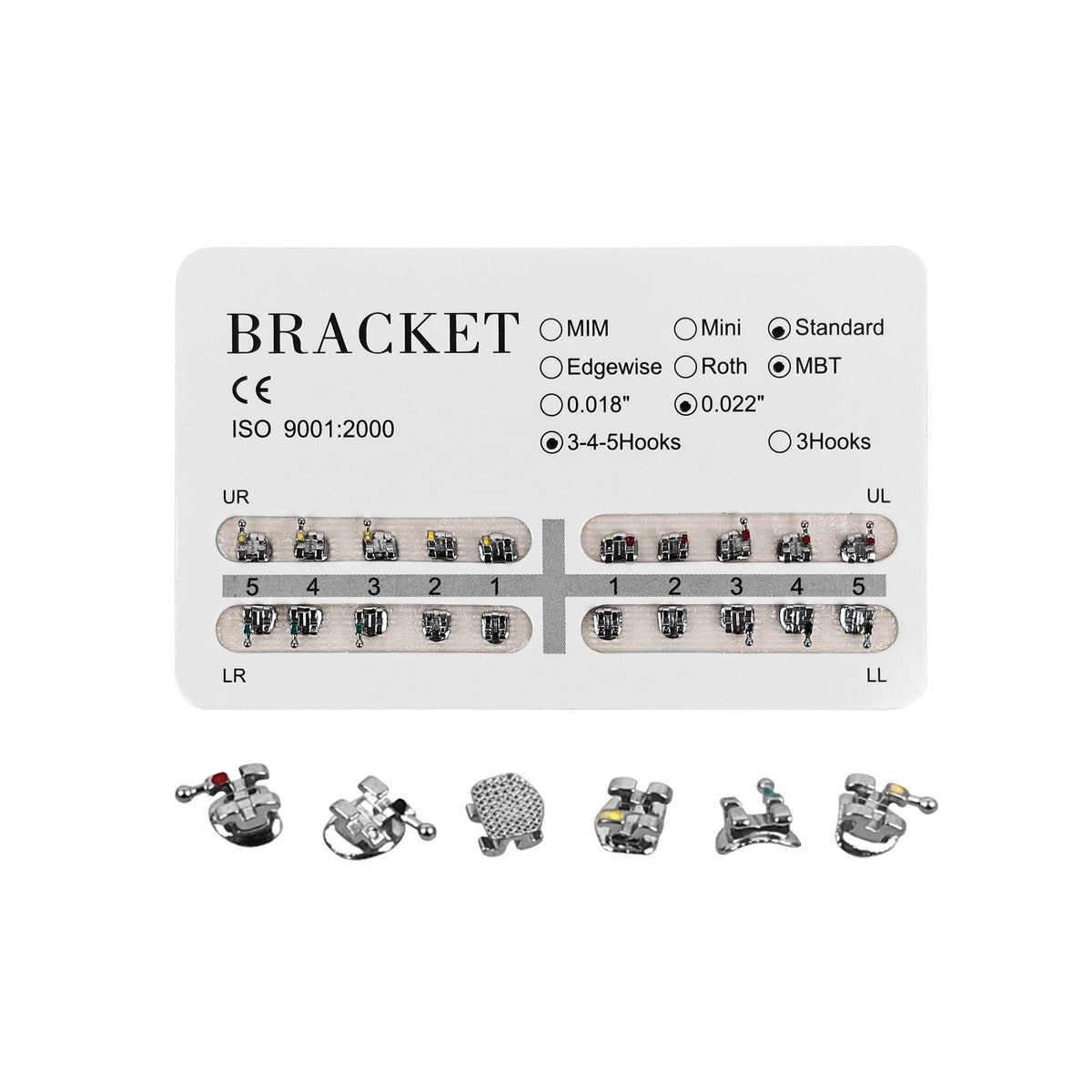 Dental Orthodontic Metal Brackets Monoblock MBT card pack white background main image