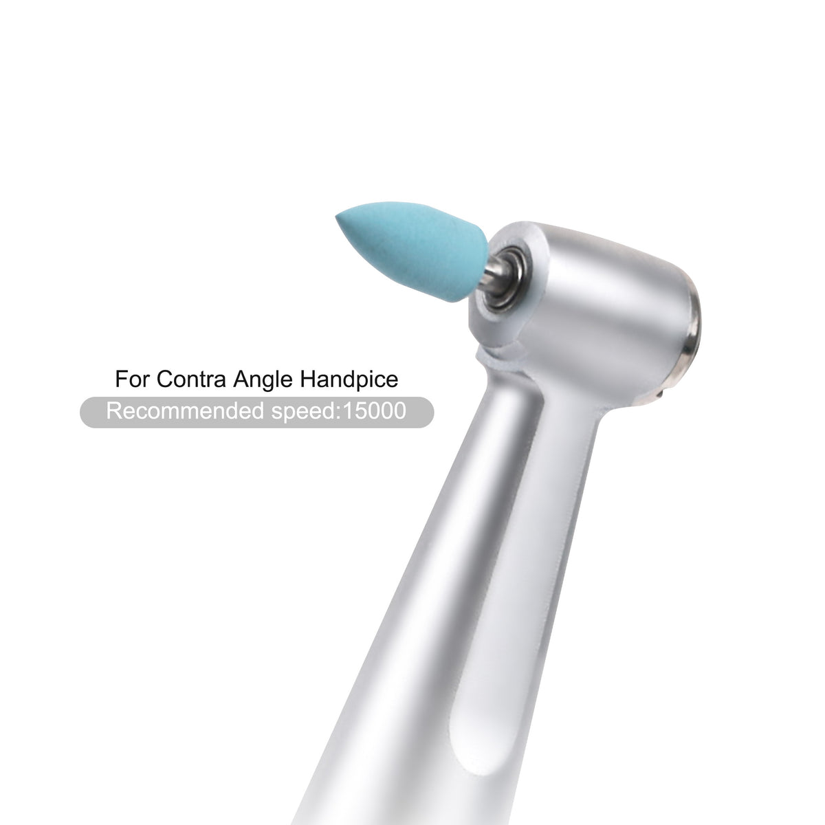 Polishing bur installed on low speed contra angle