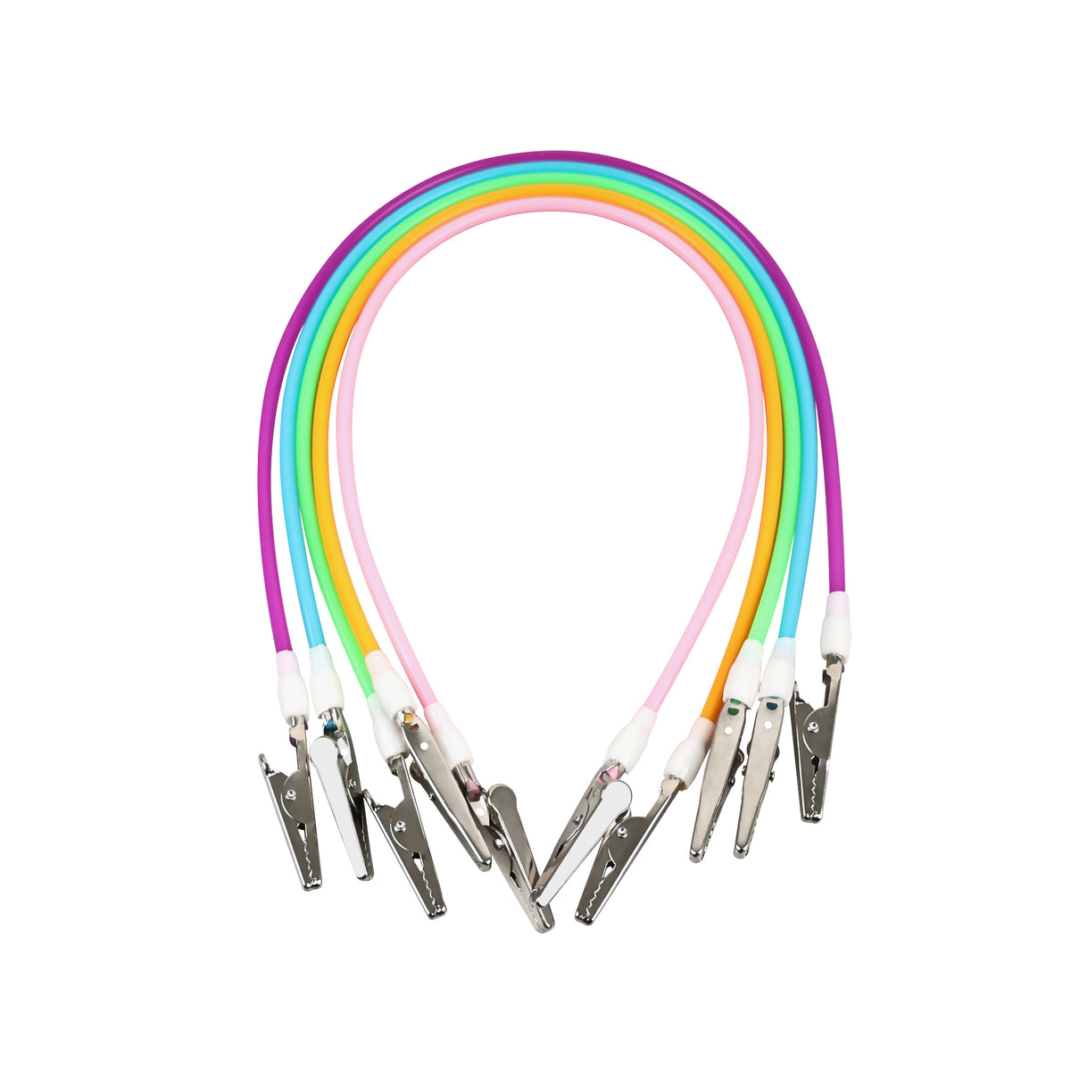 Rainbow dental silicone bib clips set, white background