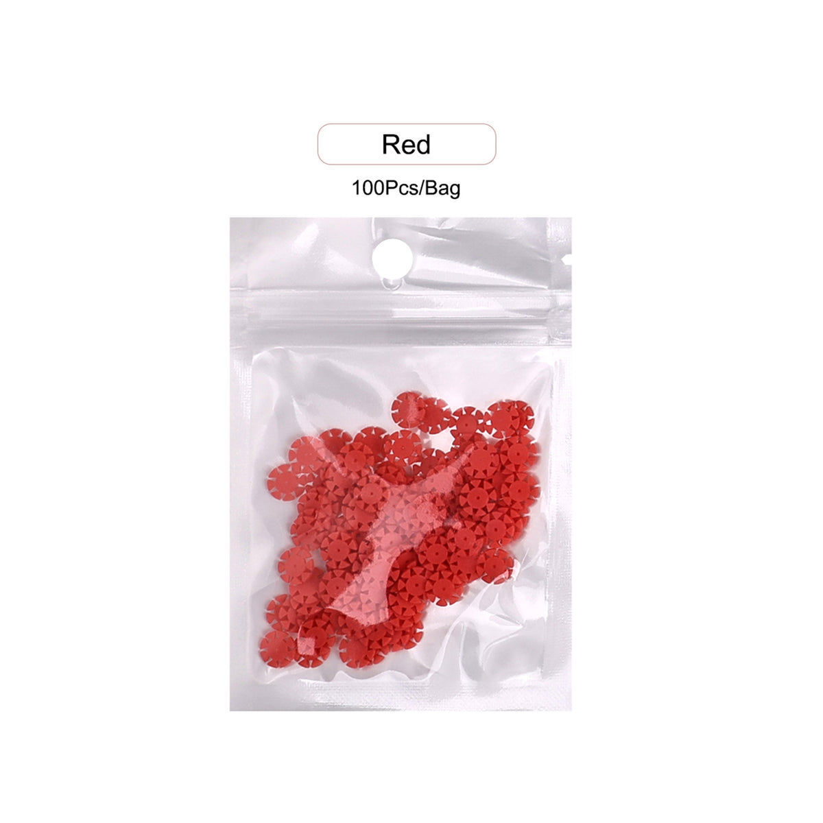 Red dental root canal file rubber stopper bag