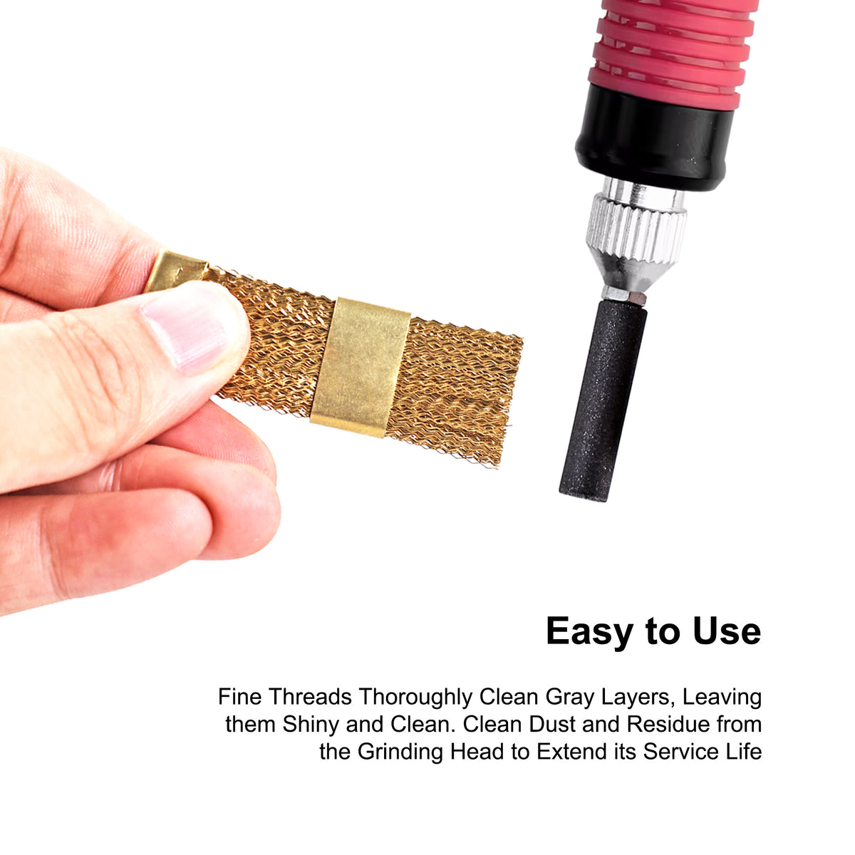 Root canal file wiping on copper brush
